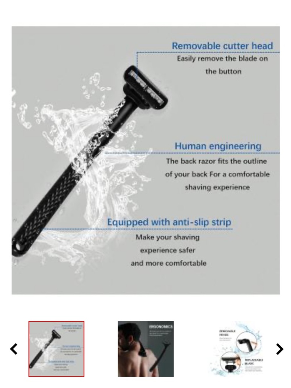 New in box Durimi Men’s Back Razor Body Shaver - Black